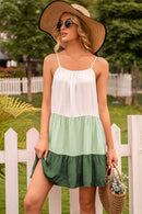 Color Block Ruffle Hem Tiered Dress