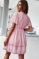 Printed Flutter Sleeve V-Neck Dress