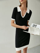 Contrast Johnny Collar Mini Dress