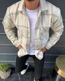 Men's Fashion Plaid Lapel Long Sleeve Shirt