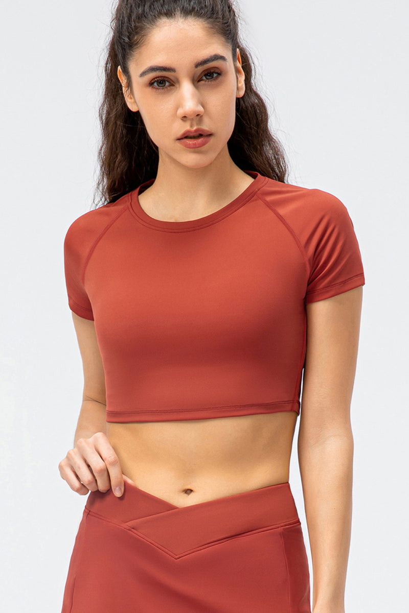 Cropped Raglan Sleeve Yoga Top