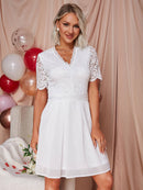 Spliced Lace V-Neck Zip-Back Dress