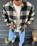 Men's Fashion Plaid Lapel Long Sleeve Shirt