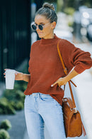 Mock Neck Waffle Knit Sweater