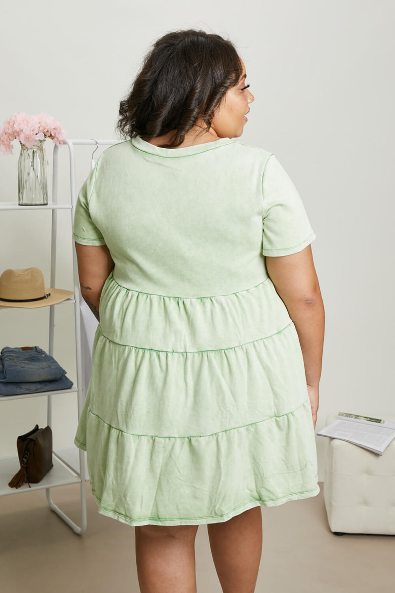 Sew In Love Breathtaking Views Full Size Tiered Mini Dress in Mint
