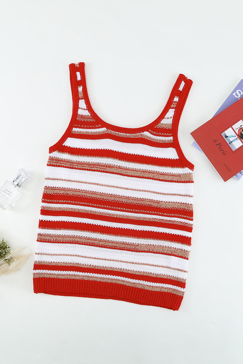 Striped Scoop Neck Knit Tank