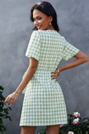 Gingham Bow Detail Surplice Dress