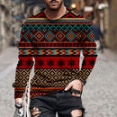 Men's Personality Rhombus Symbol Printing Long Sleeve