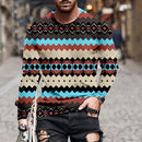 Men's Personality Rhombus Symbol Printing Long Sleeve