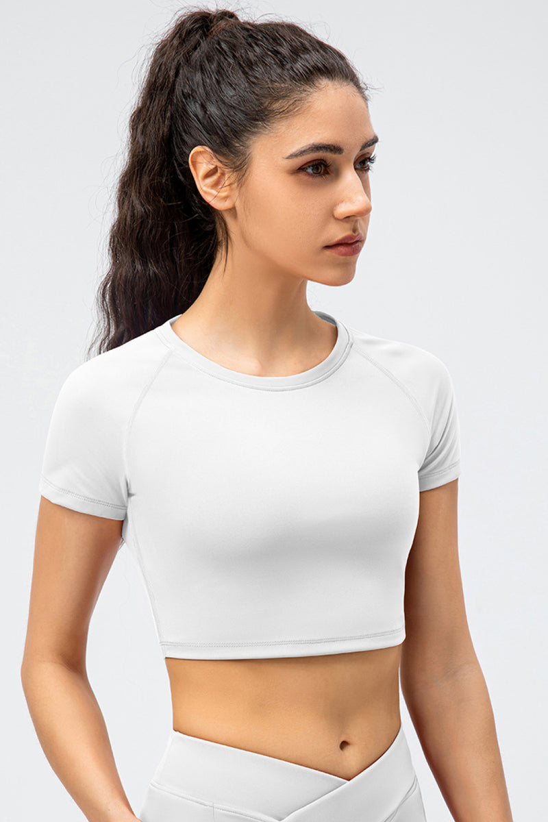 Cropped Raglan Sleeve Yoga Top