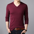 Long-sleeved Solid Color Casual Young Men's Bottoming Shirt