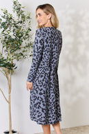 Celeste Full Size Button Up Animal Print Cardigan