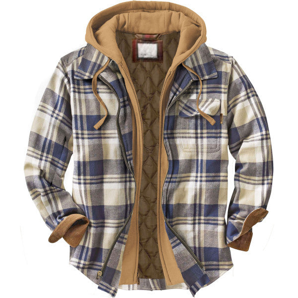 Men's Casual Check Long Sleeve Hooded Jacket