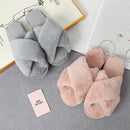 Faux Fur Crisscross Strap Slippers