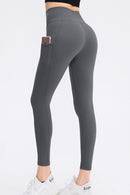Elastic Waistband Yoga Leggings with Hidden Pocket