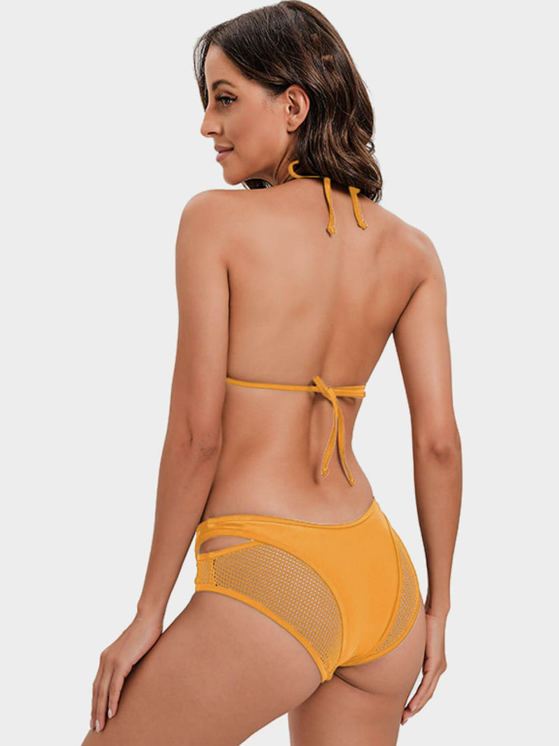 Tie-Back Halter Neck Three-Piece Swim Set