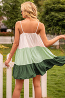 Color Block Ruffle Hem Tiered Dress