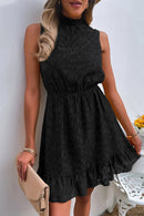 Sleeveless Ruffle Hem Mini Lace Dress