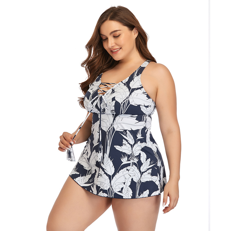 Women's Floral Print Lace Up Swimwear Two Piece