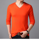 Long-sleeved Solid Color Casual Young Men's Bottoming Shirt