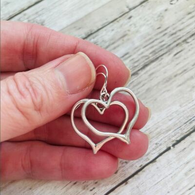 Alloy Silver-Plated Heart Dangle Earrings