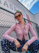 Contrast Stitching Exposed Seam Cropped Top