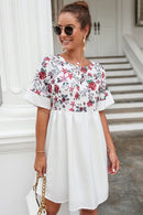 Floral Short Sleeve Babydoll Dress