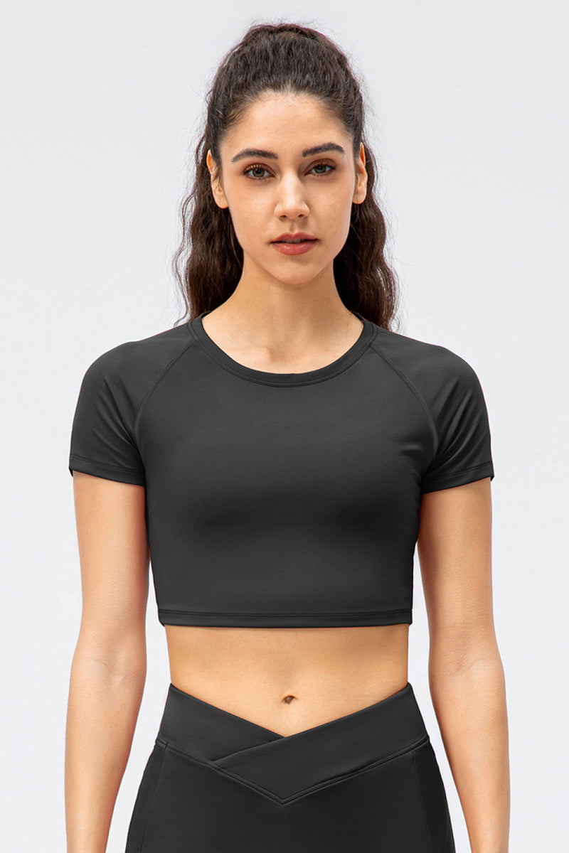 Cropped Raglan Sleeve Yoga Top