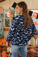 Allover Bat Print Halloween Long Sleeve Tee