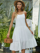 Dotted Ruffle Hem Spaghetti Strap Dress