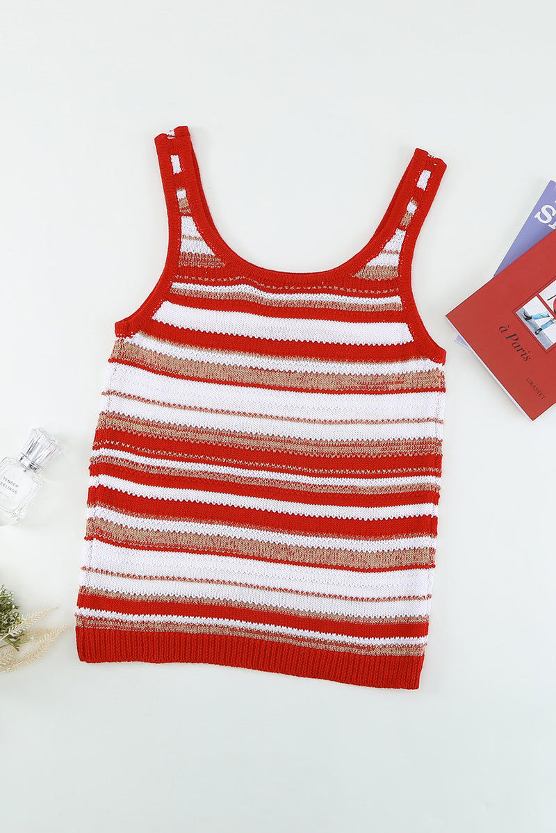 Striped Scoop Neck Knit Tank