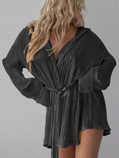 Button Up Dropped Shoulder Shirt Dress