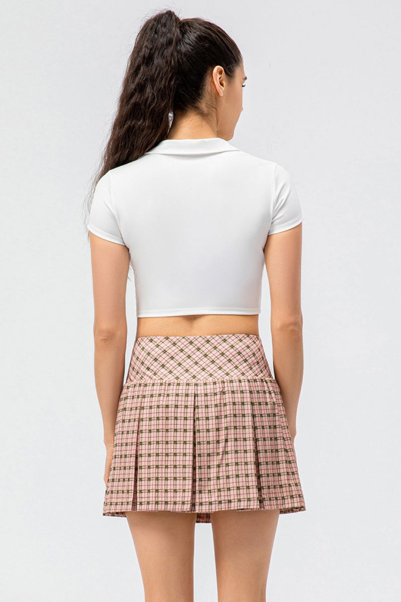 Plaid Pleated Athletic Skort with Pockets