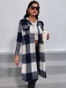 Plaid Button Down Collared Neck Shirt Jacket