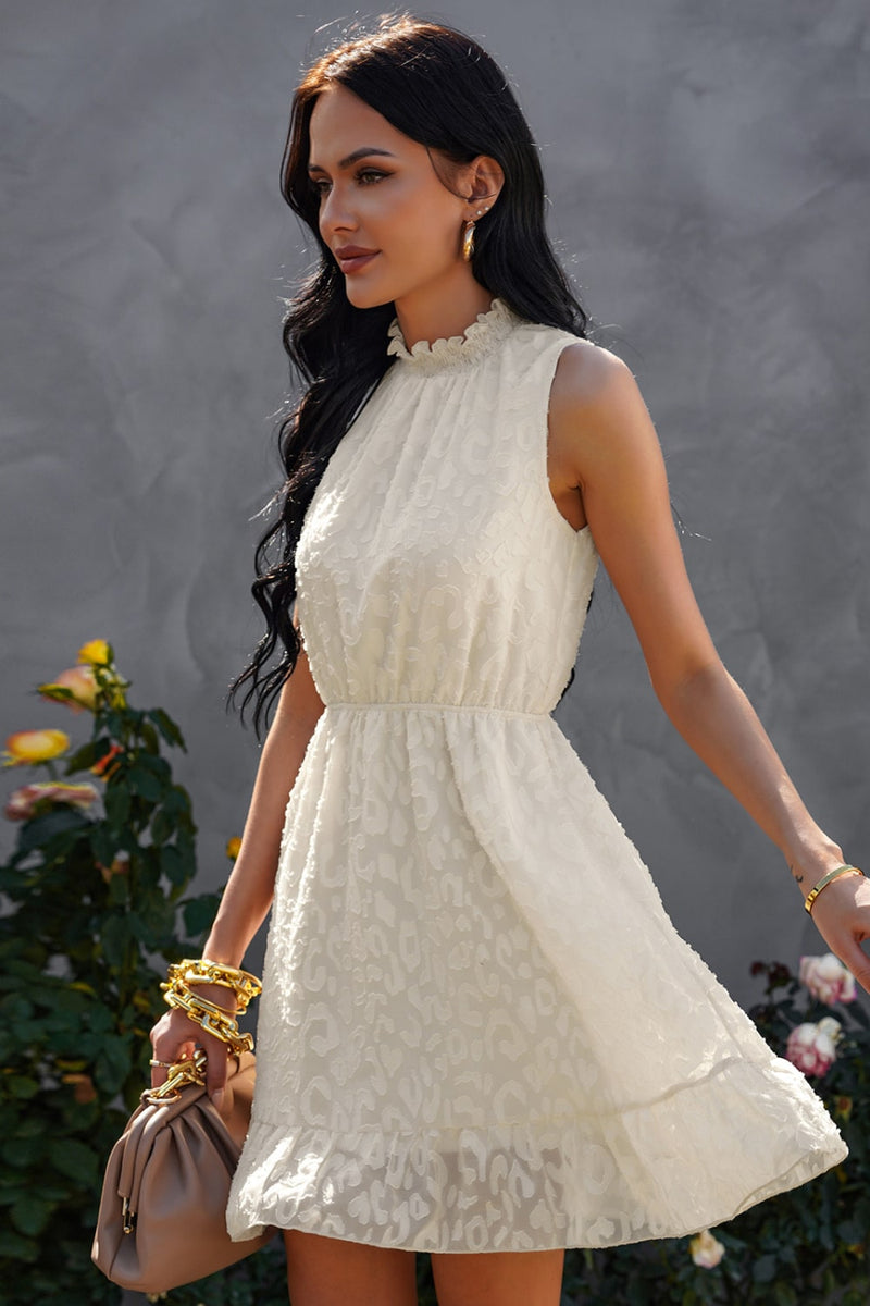 Sleeveless Ruffle Hem Mini Lace Dress