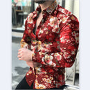 Spring And Autumn Men's Casual Long-sleeved Floral Shirt