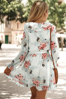 Floral Ruffled V-Neck Belted Dress