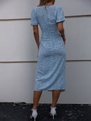 Ditsy Floral Tie Front Cutout Split Dress