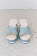 Weeboo Cherish The Moments Contrast Platform Sandals in Misty Blue