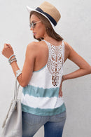 Crochet Trimmed Back Tie Dye Tank Top
