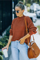 Mock Neck Waffle Knit Sweater