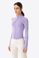 Side Drawstring Zip-Up Sports Jacket