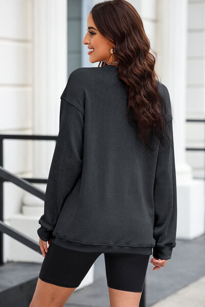 LOVE Round Neck Dropped Shoulder Sweatshirt