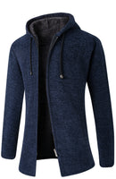 Pure Color Plus Velvet Fashion Hooded Knitted Sweater Coat