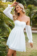 Swiss Dot Off-Shoulder A-Line Mini Dress