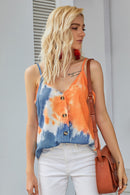 Tie Dye Buttoned Tank Top