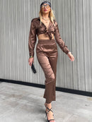 Button Front Shirt and Smocked Pants Set