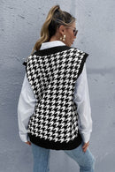 Houndstooth V-Neck Sweater Vest
