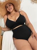 Women's Sexy Plus Size Solid Color Bikini Set