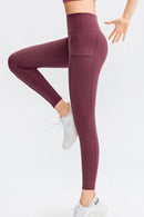 Elastic Waistband Yoga Leggings with Hidden Pocket